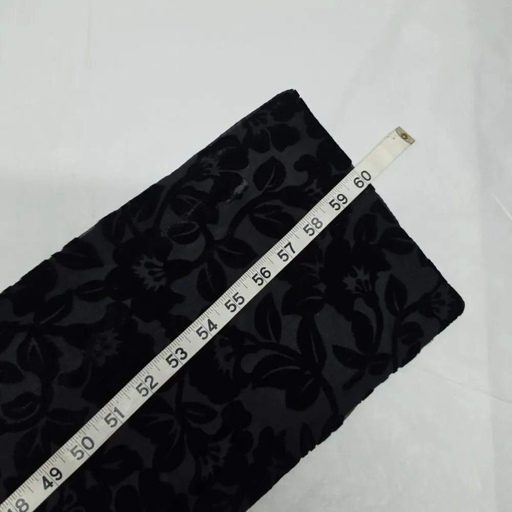 Vintage ADG Black Burnout Velvet Silk Floral Scarf Rectangle 8